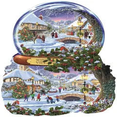Sunsout Winter Village 1000 pc Special Shape Christmas Jigsaw Puzzle 97152