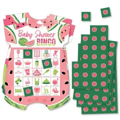 Big Dot of Happiness Sweet Watermelon - Picture Bingo Cards and Markers - Fruit Party Baby Shower Shaped Bingo Game - Set of 18