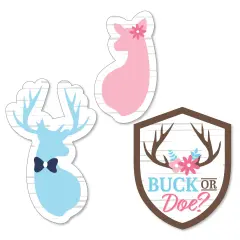 Big Dot of Happiness Buck or Doe - DIY Shaped Hunting Gender Reveal Party Cut-Outs - 24 Count