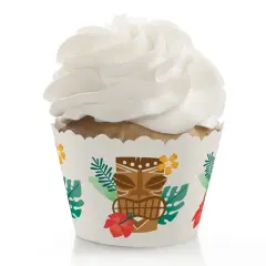 Big Dot of Happiness Tropical Luau - Hawaiian Beach Party Decorations - Party Cupcake Wrappers - Set of 12
