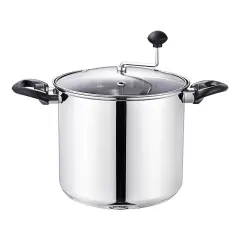 Lehman's Manual Stovetop Popcorn Popper, Stainless Steel Popcorn Maker with Stirring Rod, No Measuring Needed, Doubles as Cooking Pot