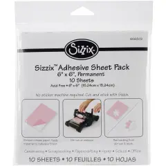 Sizzix Adhesive Sheets 6"X6" 10/Pkg-Permanent