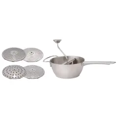 HIC Harold Import Co. Food Mill Sauce Maker and Baby Food Strainer, 4 Interchangeable Disc Blades, 18/8 Stainless Steel, 2 quart