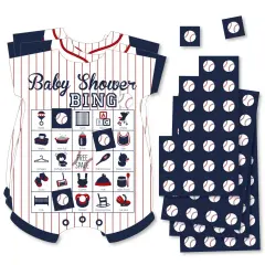 Big Dot of Happiness Batter Up - Baseball - Picture Bingo Cards and Markers - Baby Shower Shaped Bingo Game - Set of 18