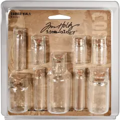 Idea-Ology Corked Glass Vials 9/Pkg-Clear 1.25" To 3"