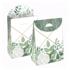 Big Dot of Happiness Boho Botanical - Greenery Gift Favor Bags - Party Goodie Boxes - Set of 12
