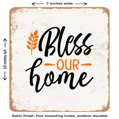 DECORATIVE METAL SIGN - Bless Our Home - 5- Vintage Rusty Look