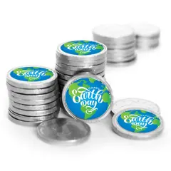 84ct Earth Day Candy Chocolate Coins Party Favors Giveaways, Silver Foil (84 Pack) - By Just Candy