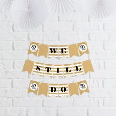 Big Dot of Happiness We Still Do - 50th Wedding Anniversary - Anniversary Party Mini Pennant Banner - We Still Do