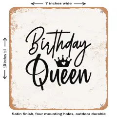 DECORATIVE METAL SIGN - Birthday Queen - 3- Vintage Rusty Look