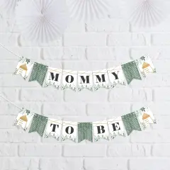 Big Dot of Happiness Boho Botanical Baby - Greenery Baby Shower Mini Pennant Banner - Mommy To Be