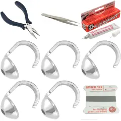 Bead Tip Kit - Pliers, Tweezers, Cement, 5 Bead Tips & Grey Bead Cord #3