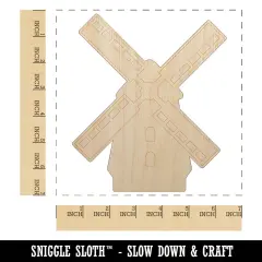 Dutch Windmill Unfinished Wood Shape Piece Cutout for DIY Craft Projects