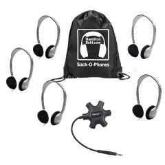 Galaxy&trade; Econo-Line of Sack-O-Phones with 5 Personal-Sized HA2 Headphones, Starfish Jackbox and Carry Bag