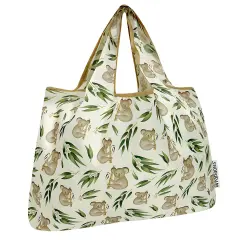 Wrapables Large Foldable Tote Nylon Reusable Grocery Bags, Koalas