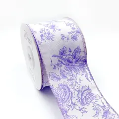 Designer&rsquo;s Shop Rose Floral wired edge ribbon, 2.5&rdquo; x 10 yard, Holiday and Wedding Ribbons Lilac