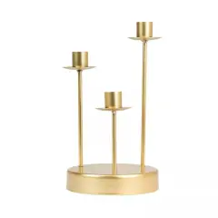 10" Metal GOLD 3 arm Vintage Round Candelabra Taper CANDLE HOLDER Party Events