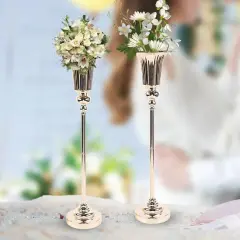 2pcs Metal Wedding Flower Trumpet Vase Luxury Tabletop Party Centerpiece Decor