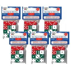 Dot Dice - Red/Green/White - 12 Per Pack - 6 Packs