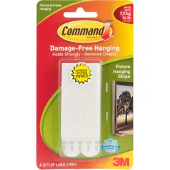 Command Large Picture Hanging Strips-White 4 Sets/Pkg