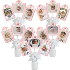 Big Dot of Happiness 1st Birthday Little Miss Onederful - Girl First Birthday Party Picture Centerpiece Sticks - Photo Table Toppers - 15 Pieces