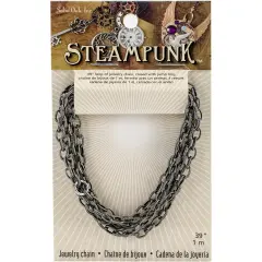 Solid Oak Steampunk Metal Chain 39"-Antique Silver Style A