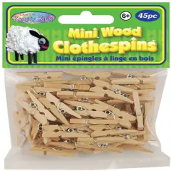 Krafty Kids Mini Wood Clothespins-Natural 1" 45/Pkg