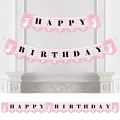 Big Dot of Happiness Purr-fect Kitty Cat - Kitten Meow Birthday Party Bunting Banner - Birthday Party Decorations - Happy Birthday
