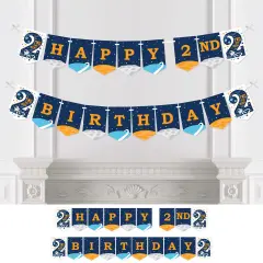 Big Dot of Happiness 2nd Birthday Two the Moon - Outer Space Second Birthday Party Bunting Banner - Party Decorations - Happy 2nd Birthday