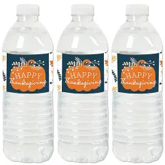 Big Dot of Happiness Happy Thanksgiving - Fall Harvest Party Water Bottle Sticker Labels - Set of 20