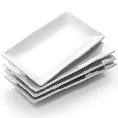 4Pcs 12" Rectangle Plate Serving for Party Wedding Steak Taco Sushi White