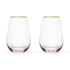 Rose Crystal Stemless Wine Glass Set 