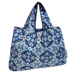 Wrapables Large Foldable Tote Nylon Reusable Grocery Bags, Floral Mosaic