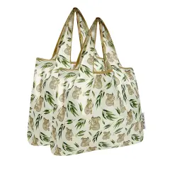 Wrapables Medium Foldable Tote Nylon Reusable Grocery Bag (Set of 2), Koalas