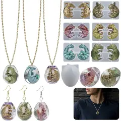7 Pcs Dragon Shape Earring Mold Dragon Egg Mold Earring Pendant Mold Earring Resin Mold Clay Mold Candle Making Molds Craft Supplies 3D Mold Silicone Mold for Resin Resin Casting Mold Earring-Pack