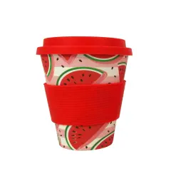 TINYMILLS Watermelon Travel Mug, 14 oz, Eco-Friendly Reusable Plant Fiber, Birthday Gift