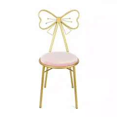 Butterfly Bow-Knot Vanity Chair Pink Velvet Gold Barstool Chair Makeup Leisure