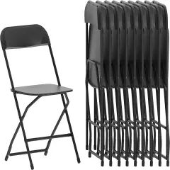 Hercules Series Plastic Folding Chair - Black - 10 Pack 650LB Weight Capacity Comfortable Event Chair-Lightweight Folding Chair