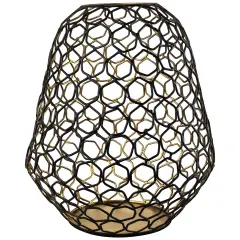 Northlight Large Geometric Cage Iron Pillar Candle Holder - 14.25" - Black and Gold
