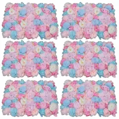 6x Artificial Flower Wall Panel Rose Hydrangea Bouquet Wedding Party Decorations