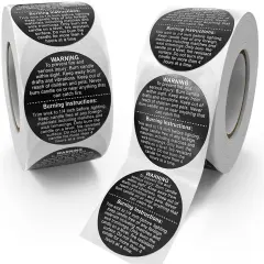 1000 PCS Candle Warning Labels, 1.5Inch round Candle Safety Labels Sticker for Candle Making DIY Candle Jars (Black)