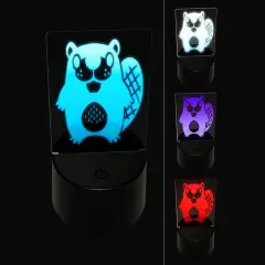 Kawaii Cute Beaver Buddy 3D Illusion LED Night Light Sign Nightstand Desk Lamp