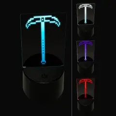 Pixel Miner Pickaxe RPG Video Games 3D Illusion LED Night Light Sign Nightstand Desk Lamp