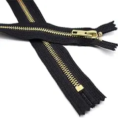 36" Zipper ~ YKK #5 Brass Metal ~ Closed Bottom ~ Black (1 Zipper)