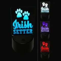 Irish Setter Dog Paw Prints Fun Text 3D Illusion LED Night Light Sign Nightstand Desk Lamp