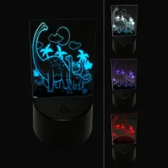 Dinosaur Family Brontosaurus Brachiosaurus 3D Illusion LED Night Light Sign Nightstand Desk Lamp