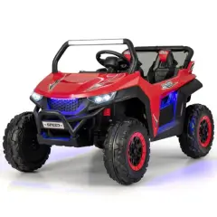2-Seater Electric UTV Ride On Car with Safety Belt, Remote Control and Media Center Red