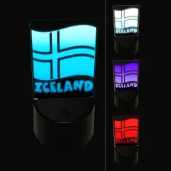 Iceland with Waving Flag Cute 3D Illusion LED Night Light Sign Nightstand Desk Lamp