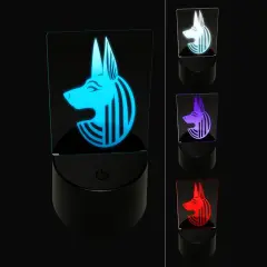Anubis Head Egyptian God of Death 3D Illusion LED Night Light Sign Nightstand Desk Lamp