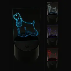 Good-Natured Cocker Spaniel Pet Dog 3D Illusion LED Night Light Sign Nightstand Desk Lamp
